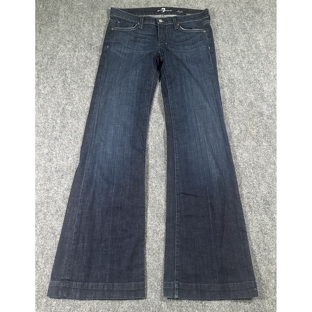 7 For All Mankind Women's Dojo Jeans Medium Blue Wash Flare Leg Size 28